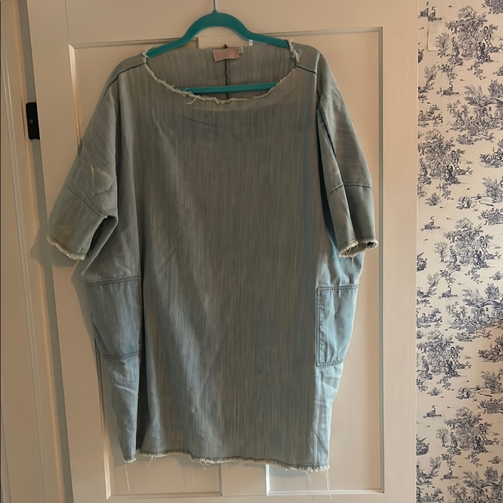 Denim Light Blue Tunic Top